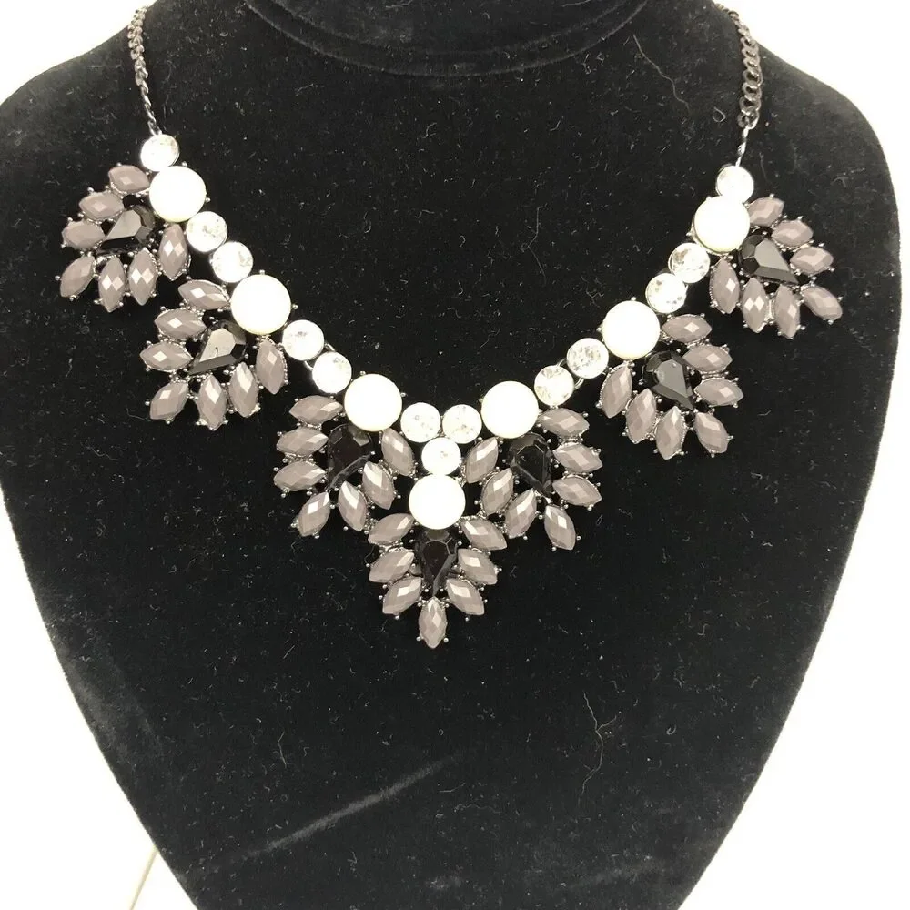 Amrita Singh Statement Bib Necklace Designer Signed Rhinestone Crystals